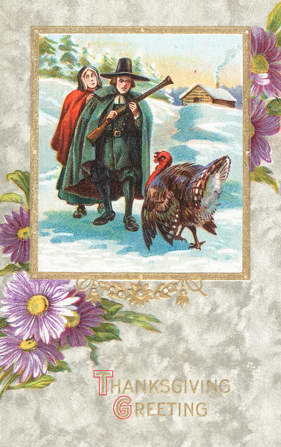 Thanksgiving card Painting by American School