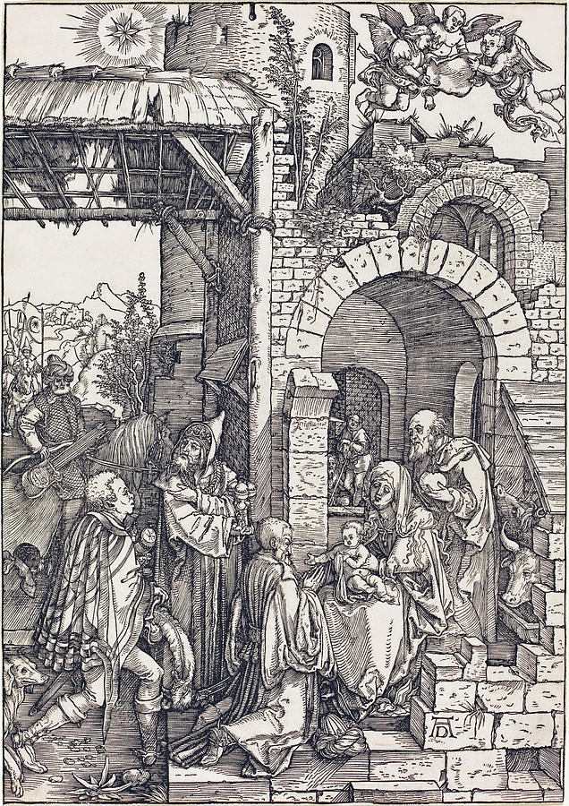 The Adoration of the Magi #2 Drawing by Albrecht Durer