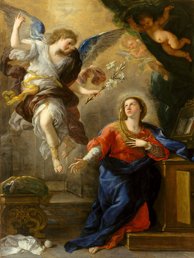 The Annunciation  #6 Painting by Luca Giordano