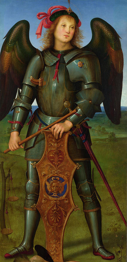 Knight Painting - The Archangel Michael #2 by Pietro Perugino