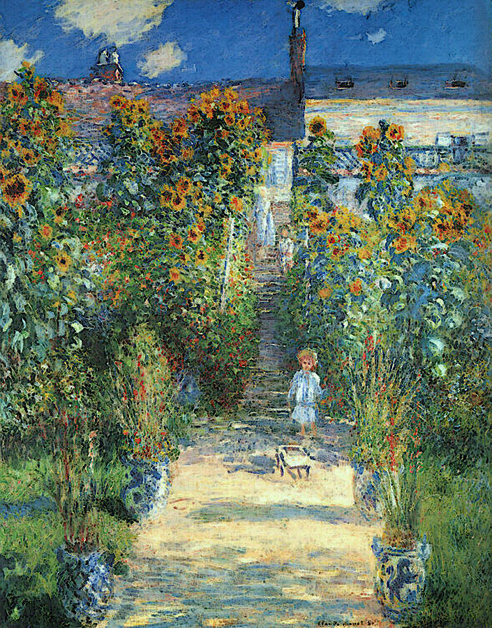 The Artists Garden at Vetheuil Painting by Claude Monet