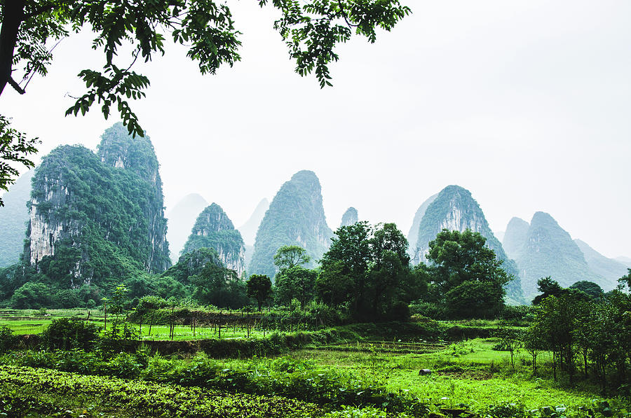 The beautiful karst rural scenery in spring #2 Photograph by Carl Ning