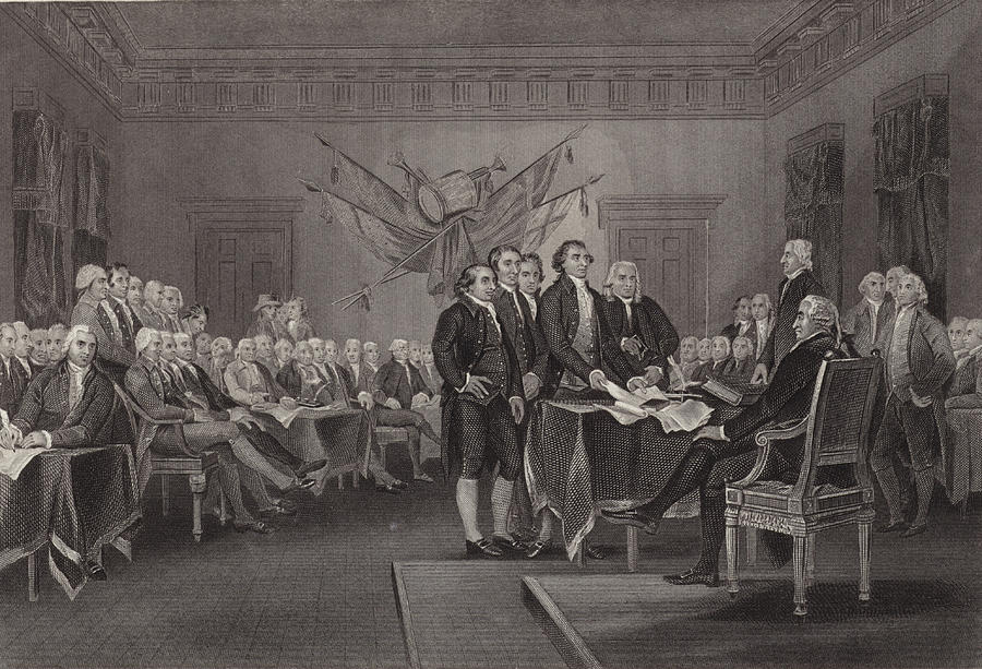 Independence Day Drawing - The Declaration of Independence by American School