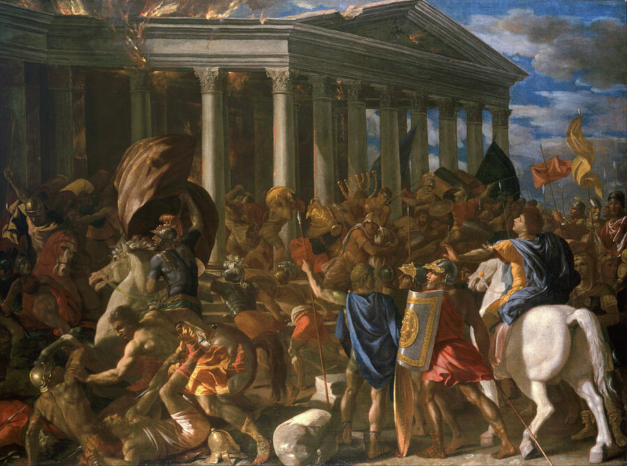 The Destruction and Sack of the Temple of Jerusalem, from 1625-1626 Painting by Nicolas Poussin