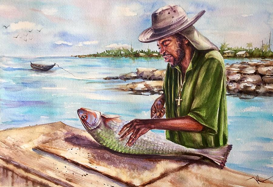 The fisherman #2 Painting by Katerina Kovatcheva