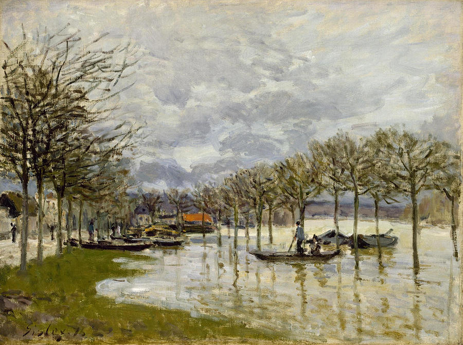 The Flood on the Road to Saint-Germain #2 Painting by Alfred Sisley