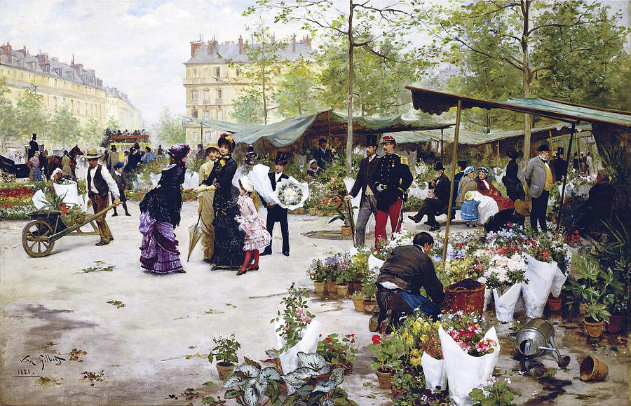The Flower Market Painting by Victor Gabriel Gilbert