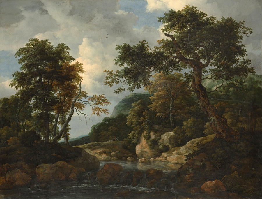 Tree Painting - The Forest Stream #2 by Jacob van Ruisdael