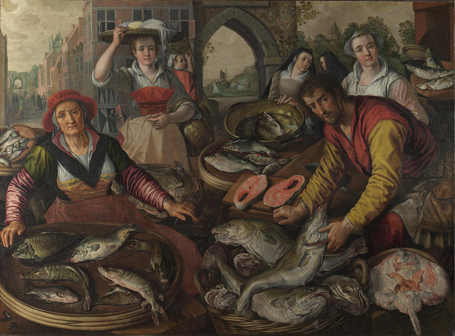 Salmon Painting - The Four Elements  #2 by Joachim Beuckelaer