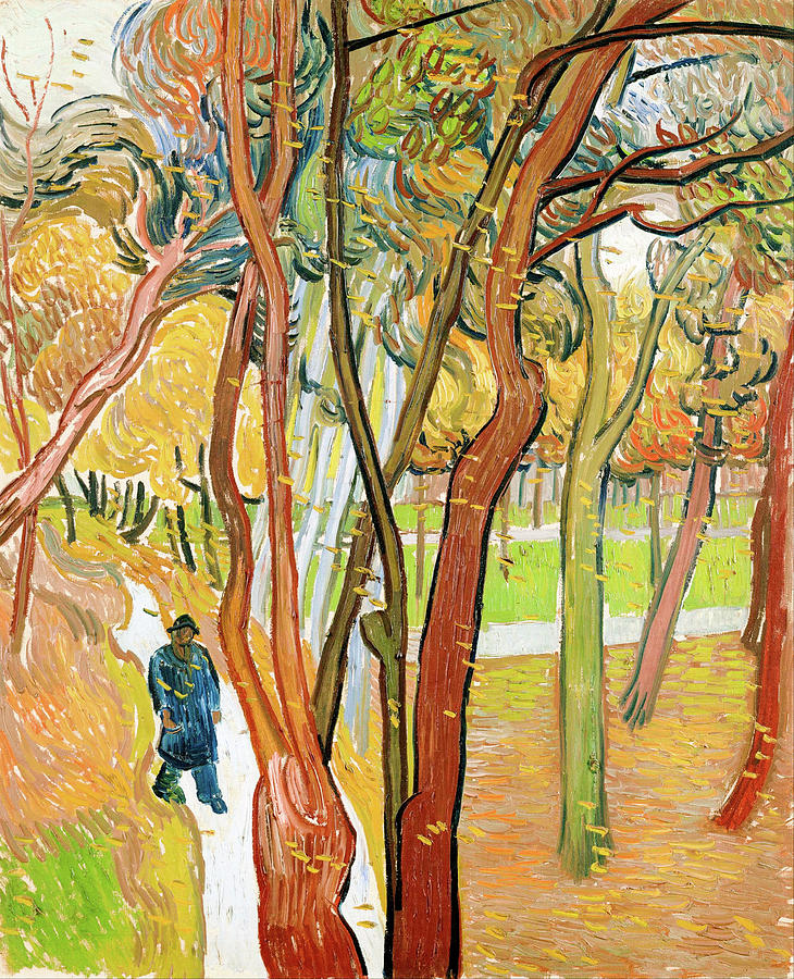 The garden of Saint Paul's Hospital-The fall of the leaves Painting by Vincent Van Gogh