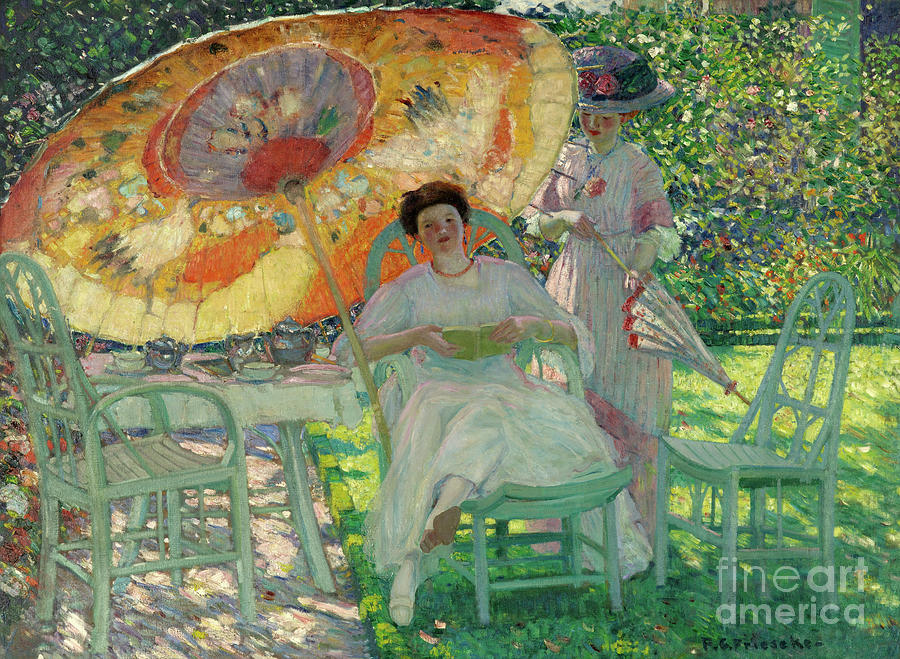 Tea Painting - The Garden Parasol by Frederick Carl Frieseke