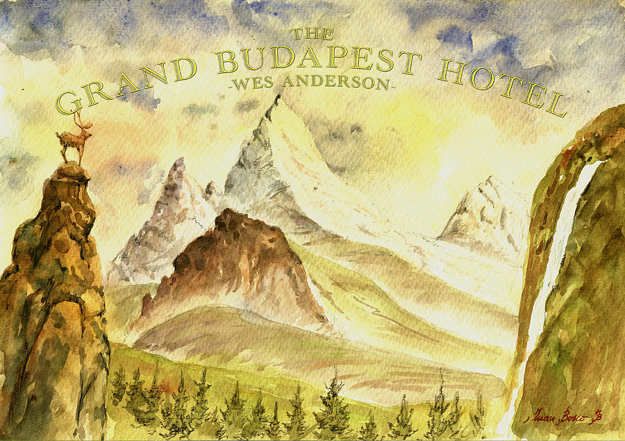 Grand Budapest Hotel Wes Anderson Painting - The grand budapest hotel watercolor painting #2 by Juan  Bosco