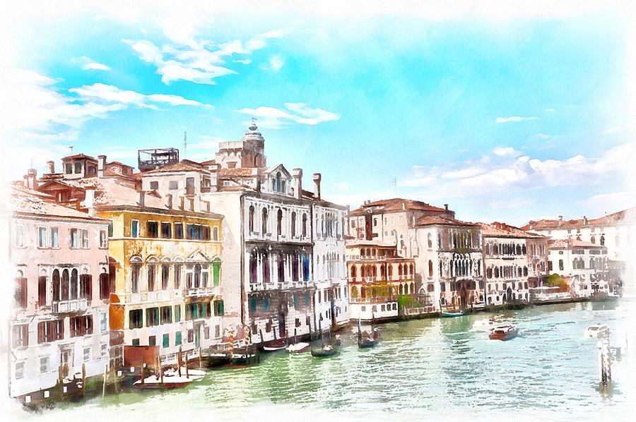 The Grand Canal in the gorgeous old city of Venice in Italy #2 Digital Art by Gina Koch