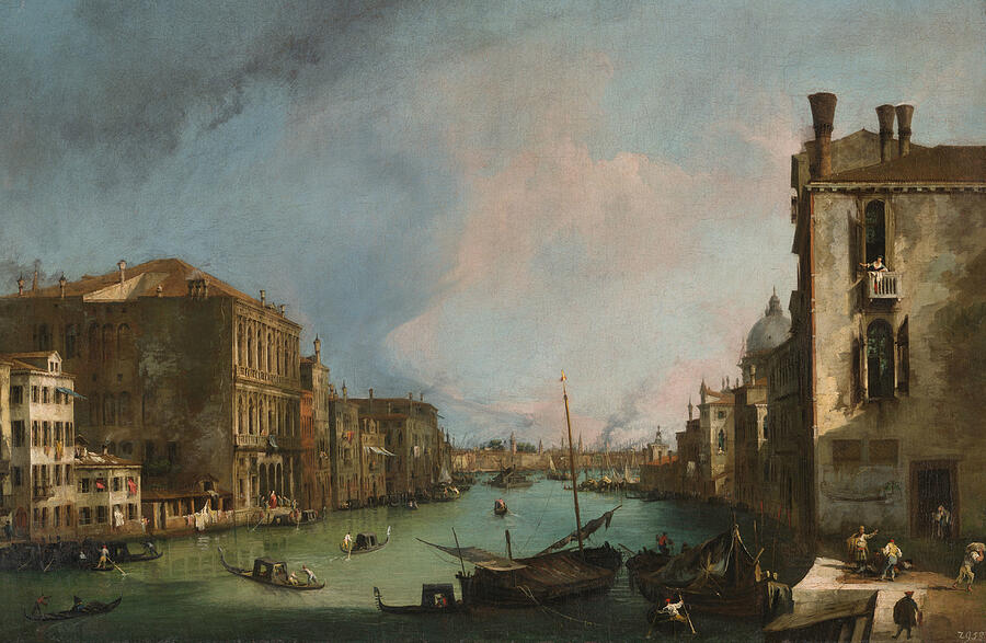 The Grand Canal in Venice with the Palazzo Corner CaGrande, from 1724 Painting by Canaletto