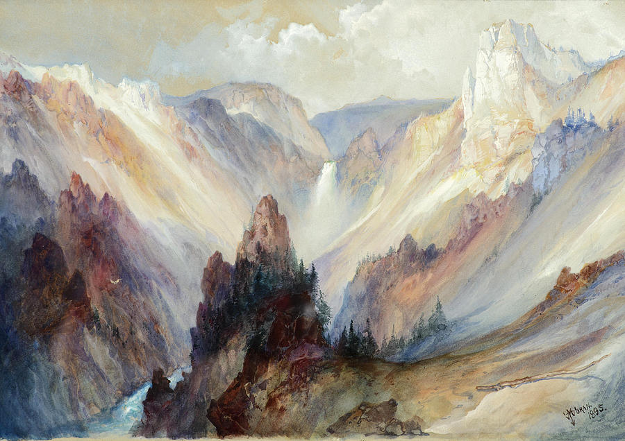 The Grand Canyon of the Yellowstone Drawing by Thomas Moran