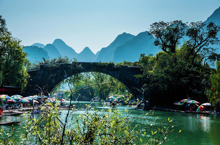 The karst mountains and river scenery #2 Photograph by Carl Ning