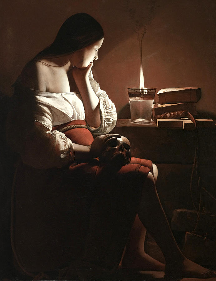 Georges De La Tour Painting - The Magdalen with the Smoking Flame by Georges de la Tour