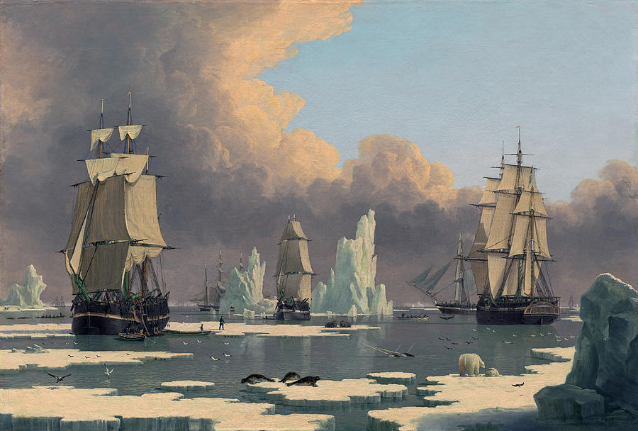The Northern Whale Fishery The Swan and Isabella #2 Painting by John Ward of Hull