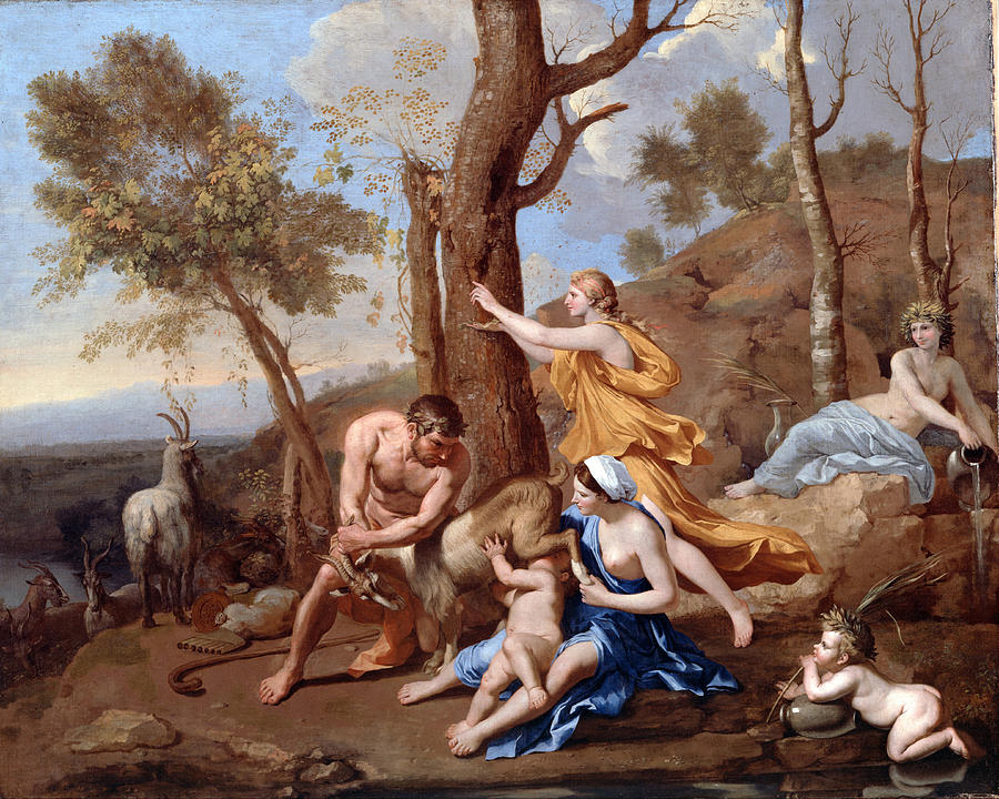 The Nurture of Jupiter #3 Painting by Nicolas Poussin
