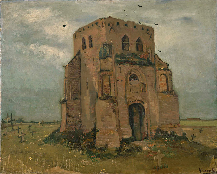 The old church tower at Nuenen #1 Painting by Vincent van Gogh