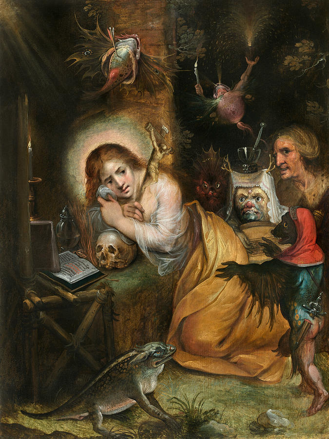 The Penitent Mary Magdalene visited by the Seven Deadly Sins #3 Painting by Frans Francken the Younger