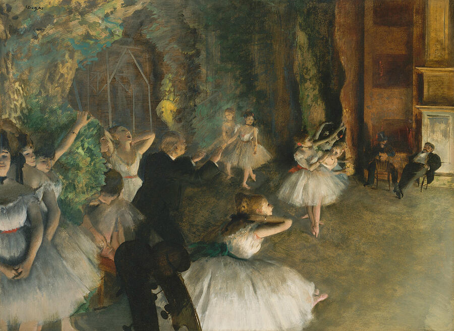 The Rehearsal of the Ballet Onstage, from circa 1874 Painting by Edgar Degas