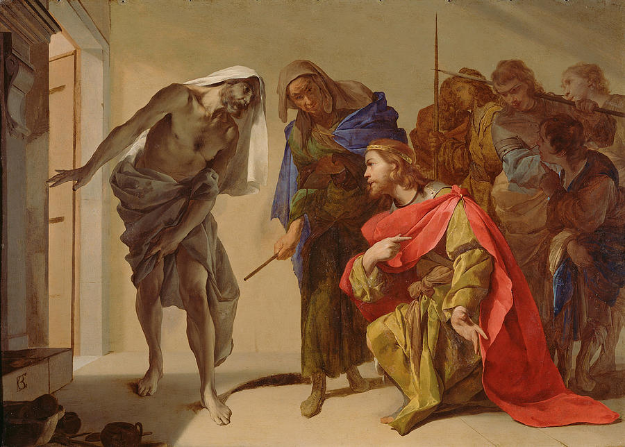 The Shade of Samuel Invoked by Saul #1 Painting by Bernardo Cavallino