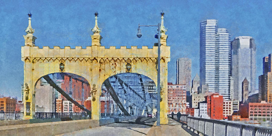 The Smithfield Street Bridge in Pittsburgh #2 Digital Art by Digital Photographic Arts
