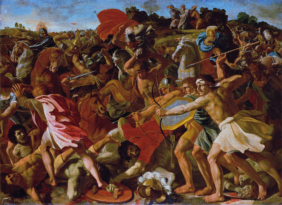 The Victory of Joshua over the Amalekites #3 Painting by Nicolas Poussin