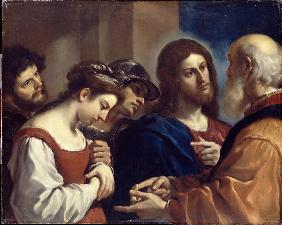 The Woman Taken in Adultery Painting by Guercino - Fine Art America