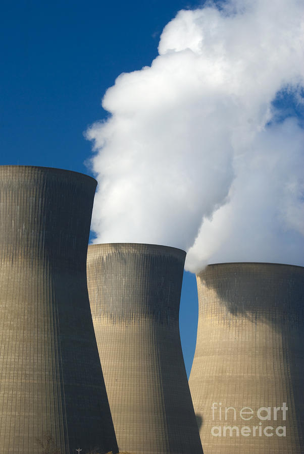 Three cooling towers at a Power Plant. #2 Photograph by Anthony Totah