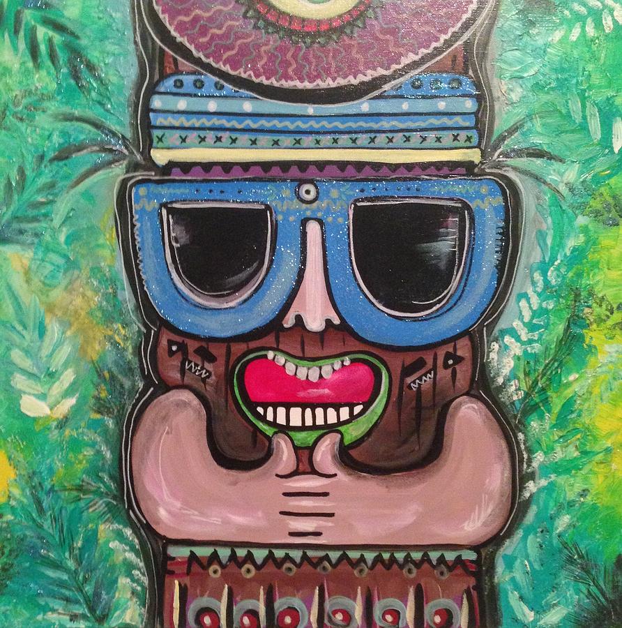 2 Thumbs Up Tiki Painting by Tracy Mcdurmon