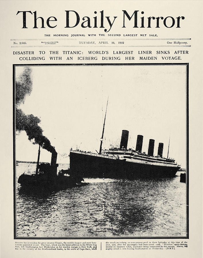 Titanic Headline, 1912 #2 Photograph by Granger