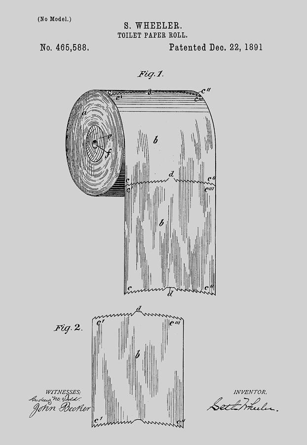 Abstract Photograph - Toilet Paper Roll Patent 1891 #3 by Chris Smith