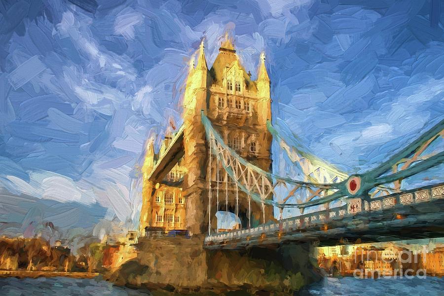 Tower bridge in London painterly Digital Art by Patricia Hofmeester