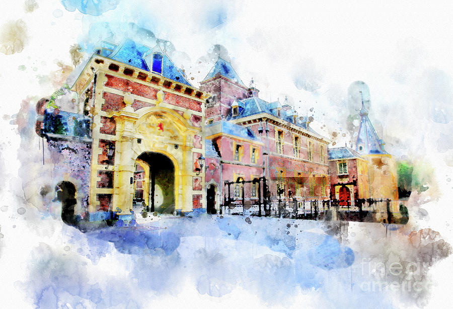 Town Life In Watercolor Style Digital Art