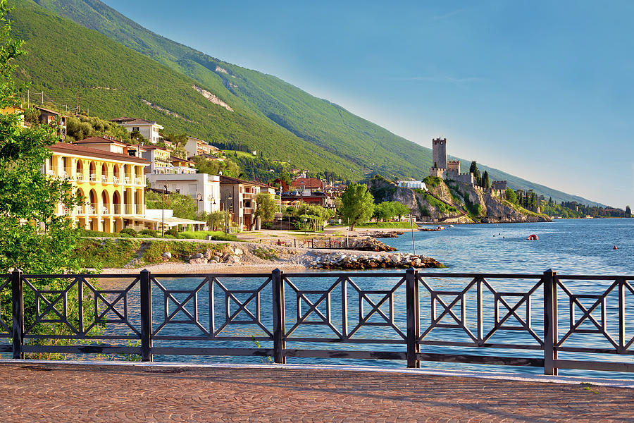 Town of Malcesine castle and waterfront view #2 Photograph by Brch Photography