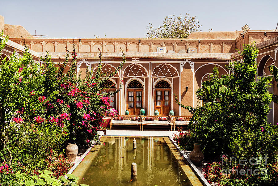 Traditional Middle Eastern Home Interior Garden In Yazd Iran  #2 Photograph by JM Travel Photography