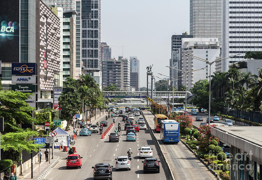 Traffic along Sudirman avenue in Jakarta, Indonesia capital city #2 Photograph by Didier Marti