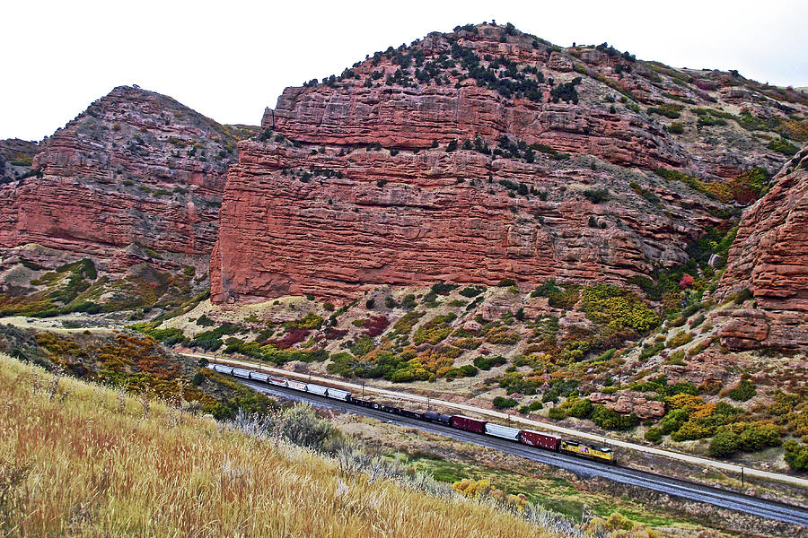 Train through Echo Canyon near I 80, Utah #2 Photograph by Ruth Hager