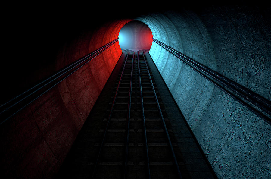 Transportation Digital Art - Train Tracks And Tunnel Split Choices #2 by Allan Swart