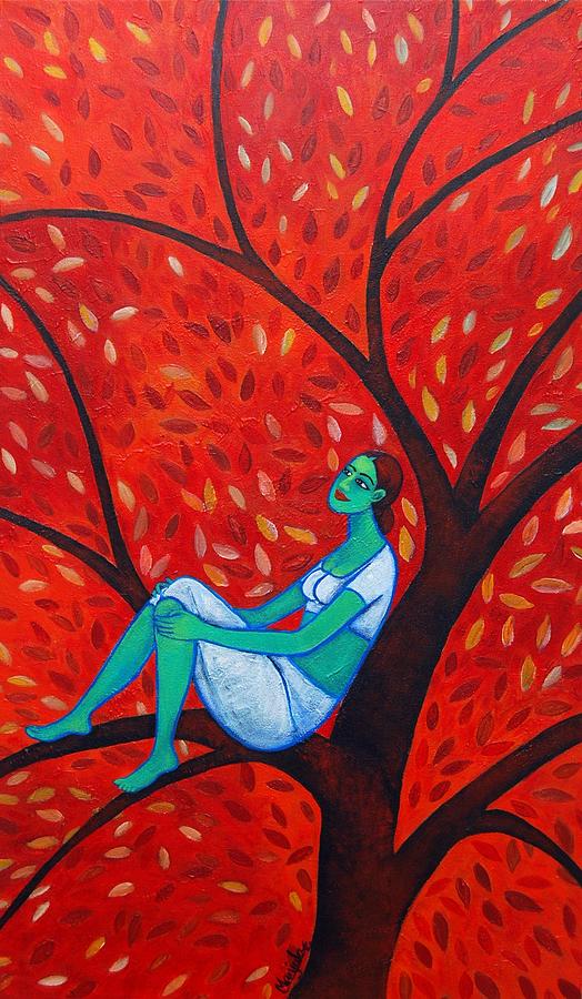 Nature Painting - Tree Of Trust #4 by Manjula Prabhakaran Dubey