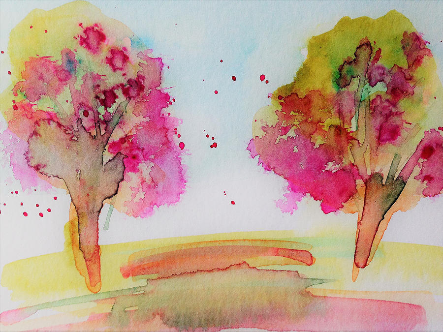 2 Trees Painting by Britta Zehm