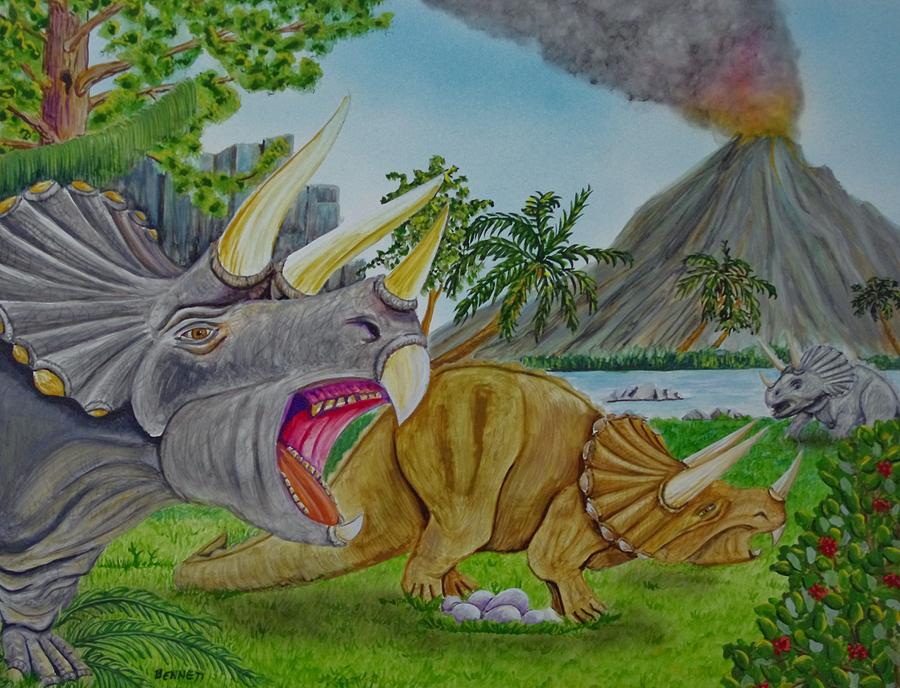 Triceratops #1 Painting by Rick Bennett