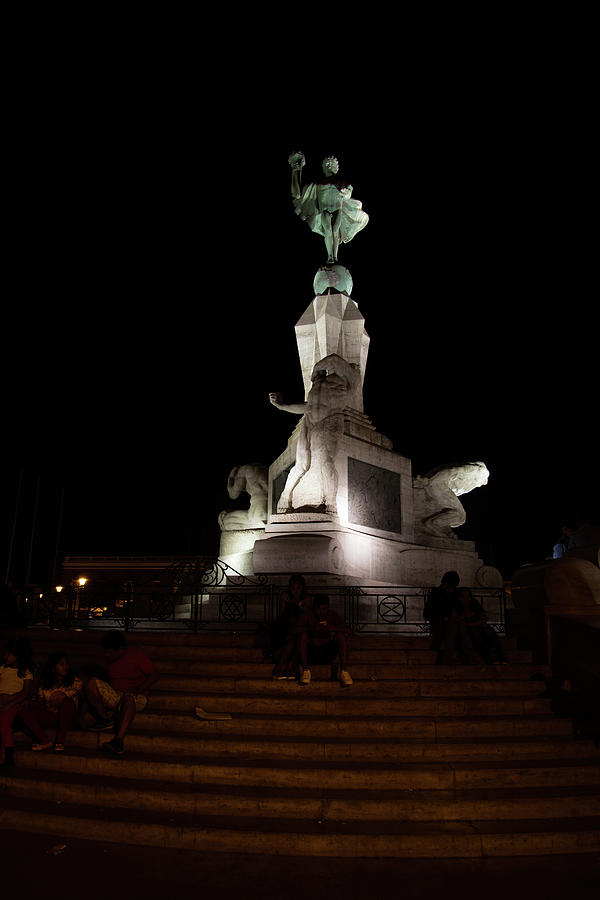 Trjillo Plaza de Armas at night #2 Digital Art by Carol Ailles