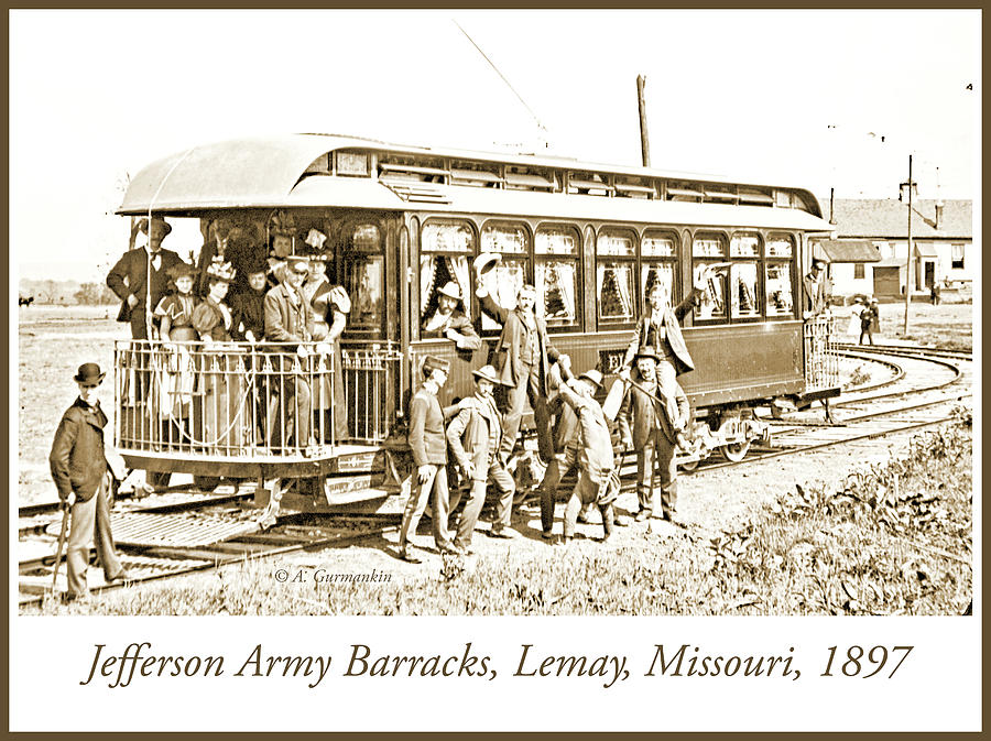 Trolley-Train, Jefferson Army Barracks, 1897, Vintage Photograph #3 Photograph by A Macarthur Gurmankin