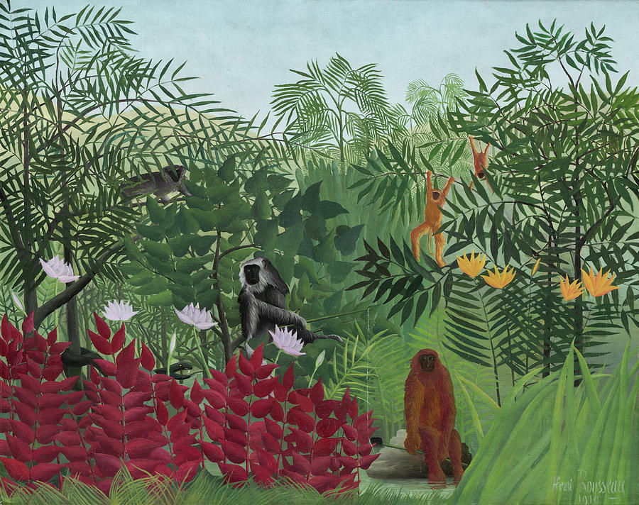 Tropical Forest with Monkeys #4 Painting by Henri Rousseau