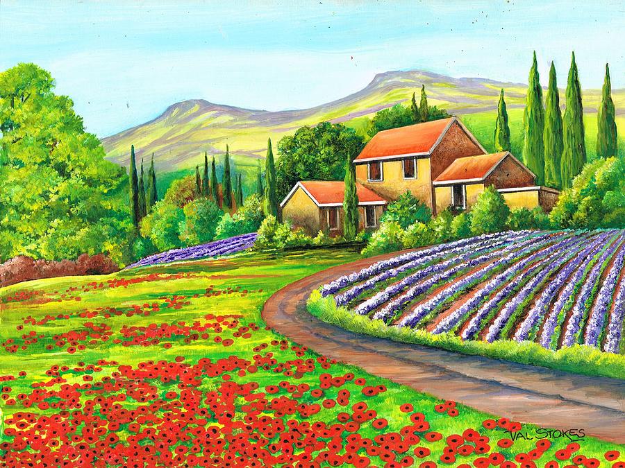Tuscany Lavender #2 Painting by Val Stokes
