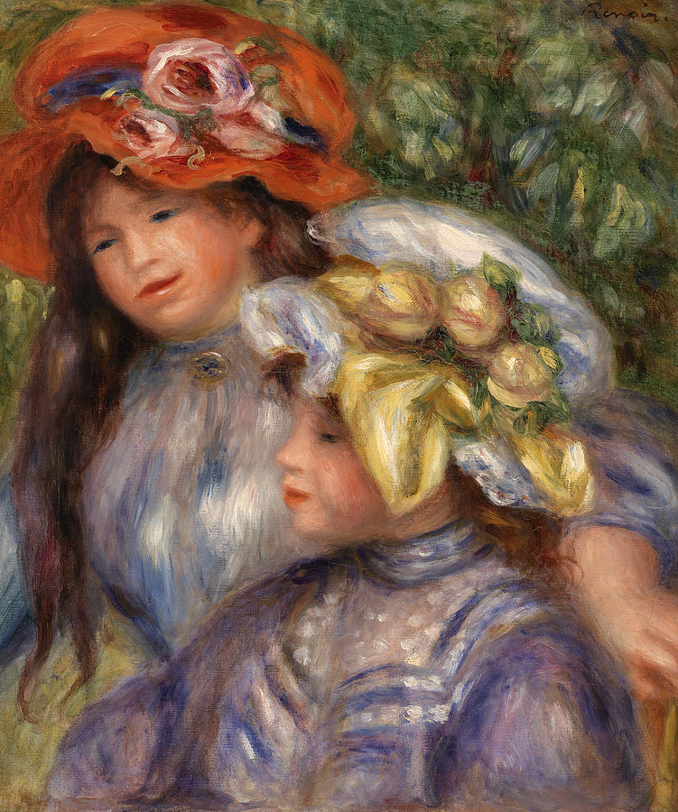 Two Girls Painting by Pierre-Auguste Renoir - Fine Art America