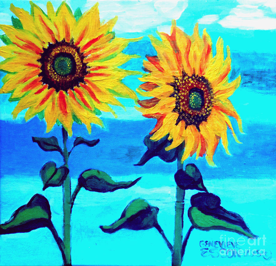 Two Sunflowers  #1 Painting by Genevieve Esson